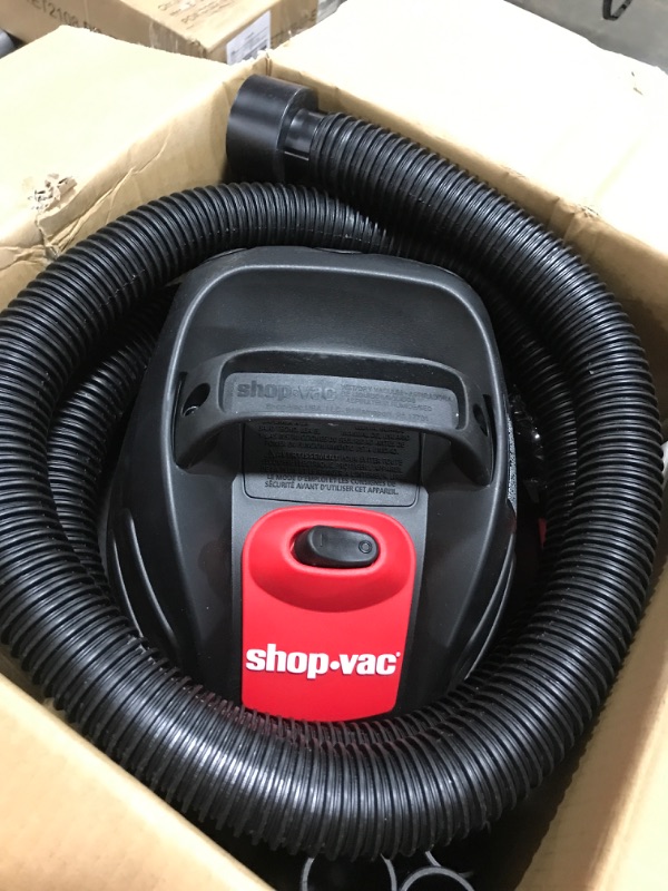 Photo 2 of Shop-Vac 5 Gallon 4.5 Peak HP Wet/Dry Vacuum, Stainless Steel Tank, Portable Shop Vacuum with Filter, Hose and Accessories for Garage, Workshop. 5920588