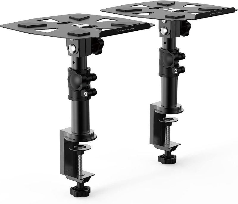 Photo 1 of Desk Speaker Stands Pair, Starfavor Clamp-On Adjustable Speaker Stand for Studio Monitors,Bookshelf Speakers, Surround Sound Speaker - SS-01
