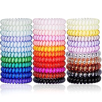 Photo 1 of DeaLott Spiral Hair Ties 30 Pack No Crease Hair Elastics,Multi Color Waterproof Phone Cord Hair Coils, Elastic Hair Ties Hair Accessories for Women Girls Kids With Thick Thin Hair
