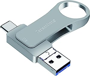 Photo 1 of 1TB Ultra USB3.0 Thumb Drive,Dual USB-C Flash Drives for Android Phones High-Speed Type C Memory Stick OTG USB Stick Jump Drive for MacBook Photo Storage Drive for Computers/iPad Mini pro(Silver)
