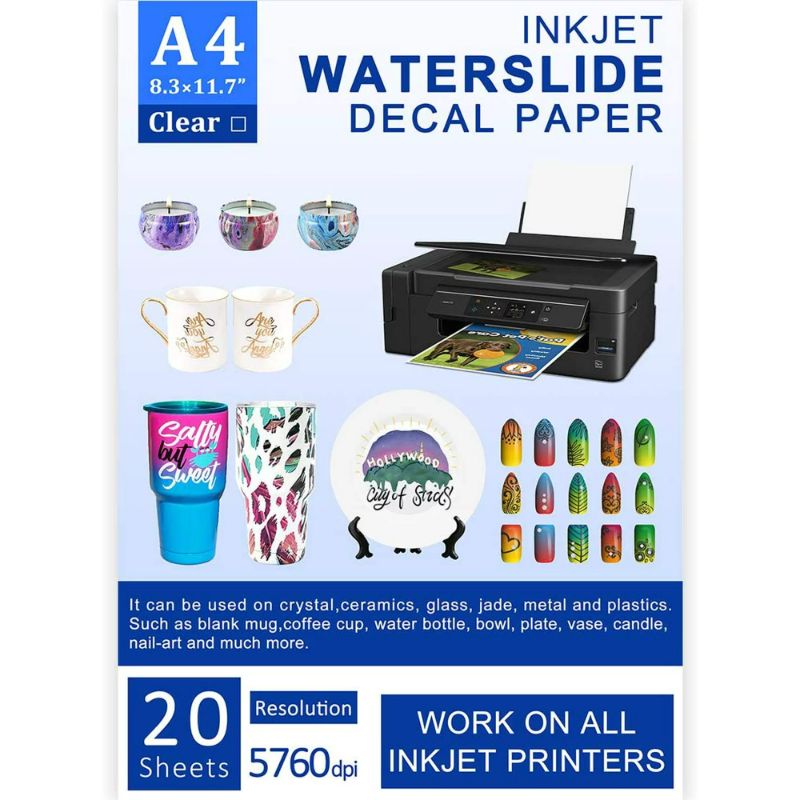 Photo 1 of Printers Jack Clear Inkjet Waterslide Decal Paper 8.3x11.7 inch -20 sheets
