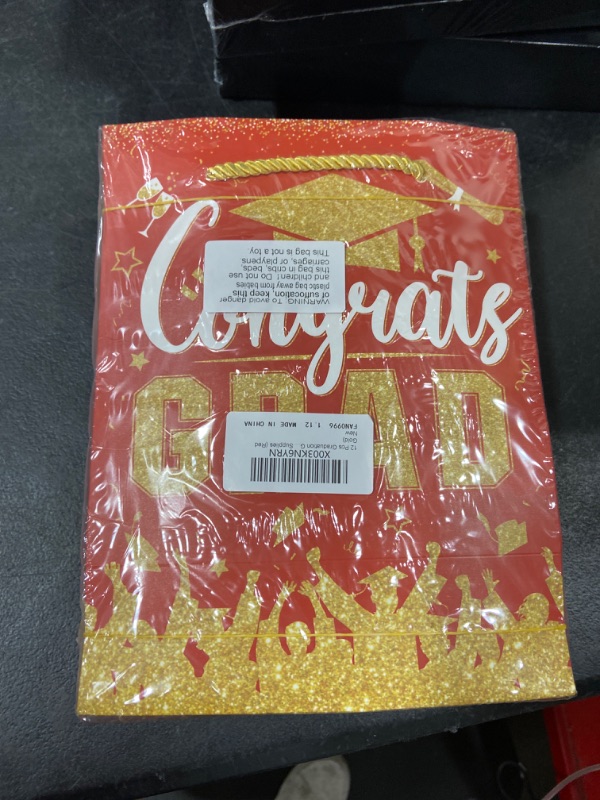 Photo 2 of 12 Pcs Graduation Gift Bags with Tissue Paper Graduation Party Favor Bag with Handles Class of 2023 Grad Party Paper Bags Graduation Goodie Bags Bulk for Congrats Grad Party Supplies (Red Gold)
