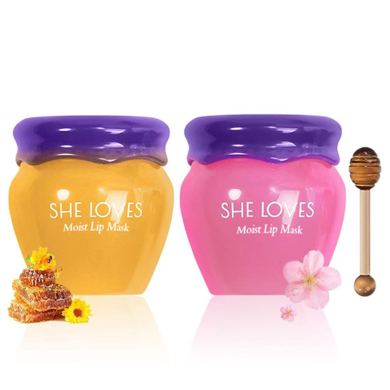 Photo 1 of 2PCS Lip Mask Overnight, Honey&Sakura Day and Night Repair Sleeping Lip Balm, Fade Lip Lines Bee Balm, Hydrating &Prevention Dry and Crack Lip Scrubs Exfoliator
