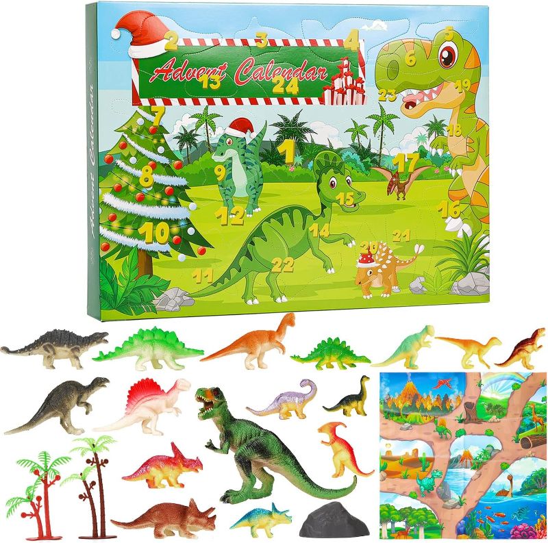 Photo 1 of Advent Calendar 2022 Christmas Gifts - 24 Days Countdown to Christmas Advent Calendar for Kids with Dinosaur Toy Figures, Christmas Gifts for Boys Girls 3-10, Christmas Party Favors/New Year Gifts
