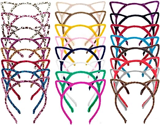 Photo 1 of 24 Colors Cat Ear Headbands,Plastic Cat Hair Hoops