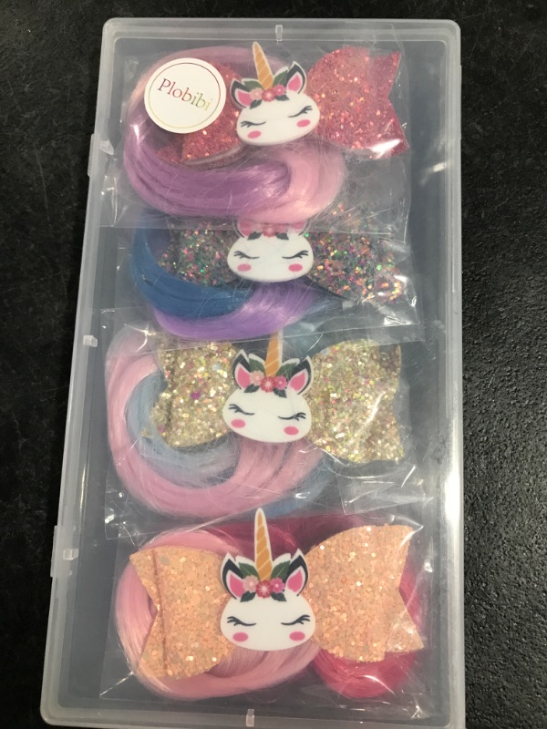 Photo 2 of 4 pack of gradient color unicorn hair bows/clips