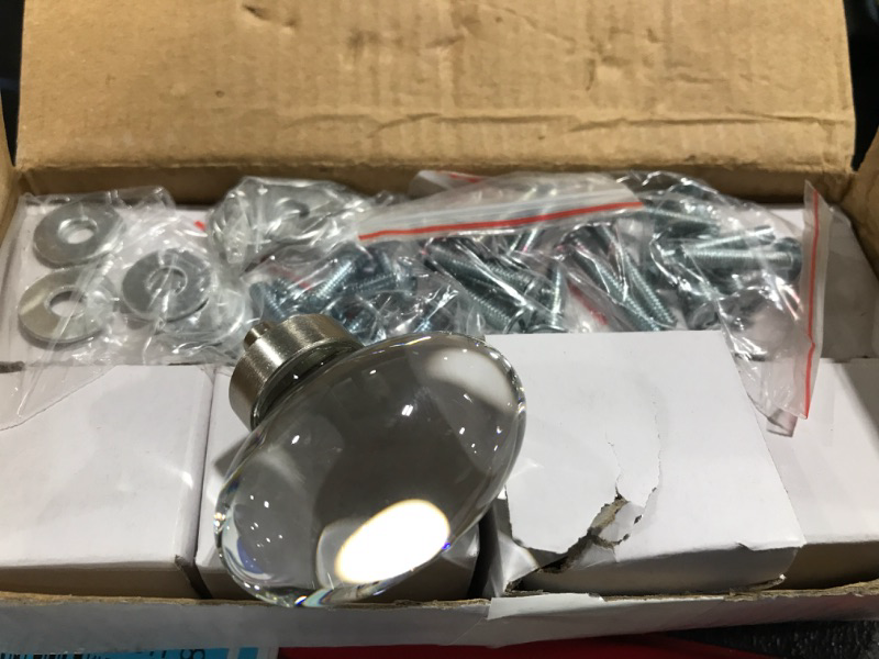 Photo 1 of 8 pack of drawer and cabinet knobs w/ hardware- egg/oval shaped crystals