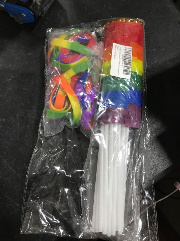 Photo 2 of 48PCS Pride Decorations, Pride Flags Pride Bracelet, Mini LGBTQ Rainbow Flags Rubber Pride Month Wristband Supplies, Handheld ride Accessories Stuff Bulk for Lesbians Gays Bisexuals Parade Party
