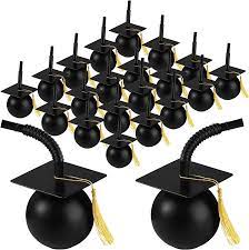 Photo 1 of 24 Set Graduation Cap Party Cups for Party with Tassels Straws and Lids, 10 oz Reusable Hard Plastic Cups for Grad Party Graduation Gifts Bulk for Class of 2023 Graduation Party Favor Supplies (Black)
