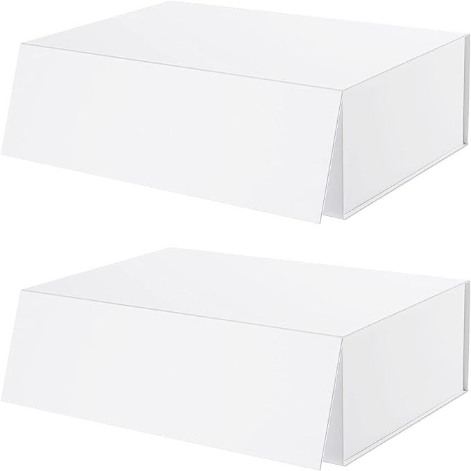 Photo 1 of MALICPLUS 2 Large Gift Boxes 13.5x9x4.1 Inches, White Gift Boxes with Lids, Bridesmaid Proposal Boxes, Sturdy Gift Boxes, Collapsible Gift Boxes with Magnetic Closure (Matte White)