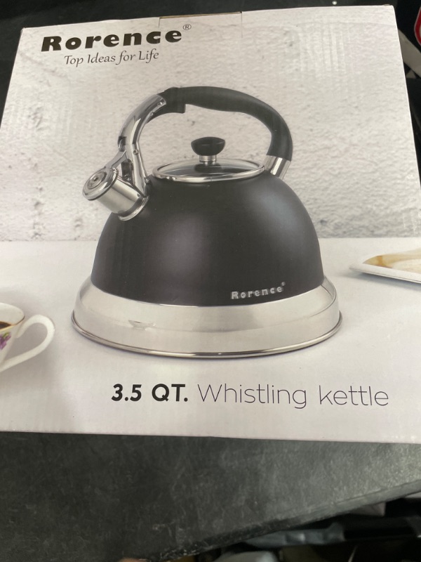 Photo 2 of Rorence 3.5-Quart Stainless Steel Whistling Tea Kettle - Black
