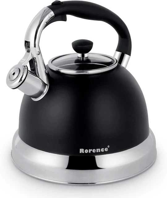 Photo 1 of Rorence 3.5-Quart Stainless Steel Whistling Tea Kettle - Black
