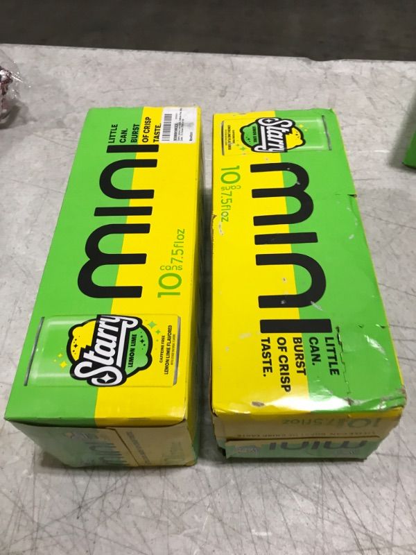 Photo 2 of 2 pack - Starry Lemon Lime Soda, Caffeine Free, Mini Cans, 7.5 Ounce (Pack of 20) exp - july 31- 23 