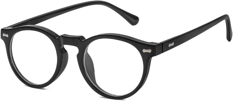 Photo 1 of Gleyemor Blue Light Glasses for Men Women, Round Frame Blue Light Blocking Computer Glasses (Black) 