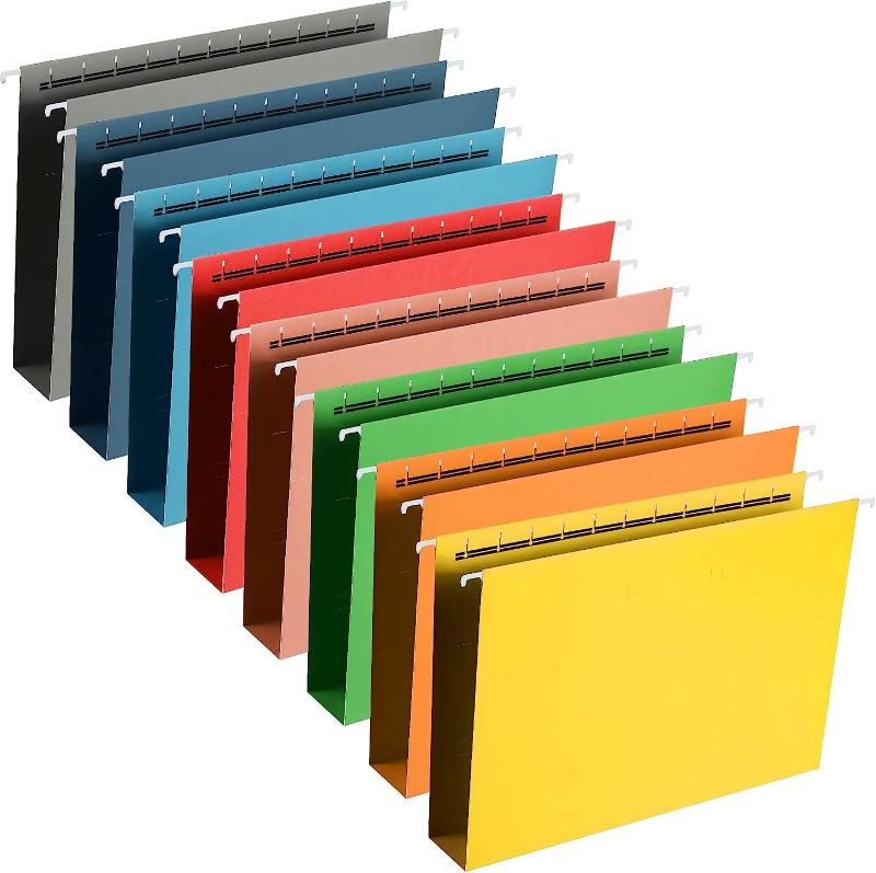 Photo 1 of 32 Pack Colored Hanging File Folders Hanging File Organizer Folders Hanging Files Letter Size for Filing Cabinet with Cut Adjustable Office Products for Desk Work Paper, 8 Colors, 9.65 x 13.58 Inches 