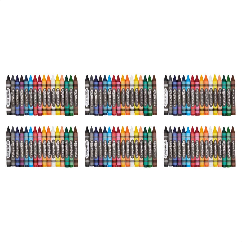 Photo 1 of Amazon Basics Jumbo Crayons - 16 Assorted Colors, 6-Pack Jumbo Jumbo