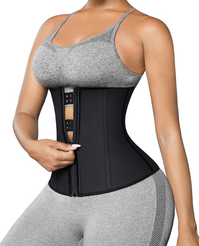 Photo 1 of FeelinGirl Waist Trainer for Women Latex Underbust Waist Corsets Cincher Plus Size Workout Girdle Body Shaper Black 4X-Large