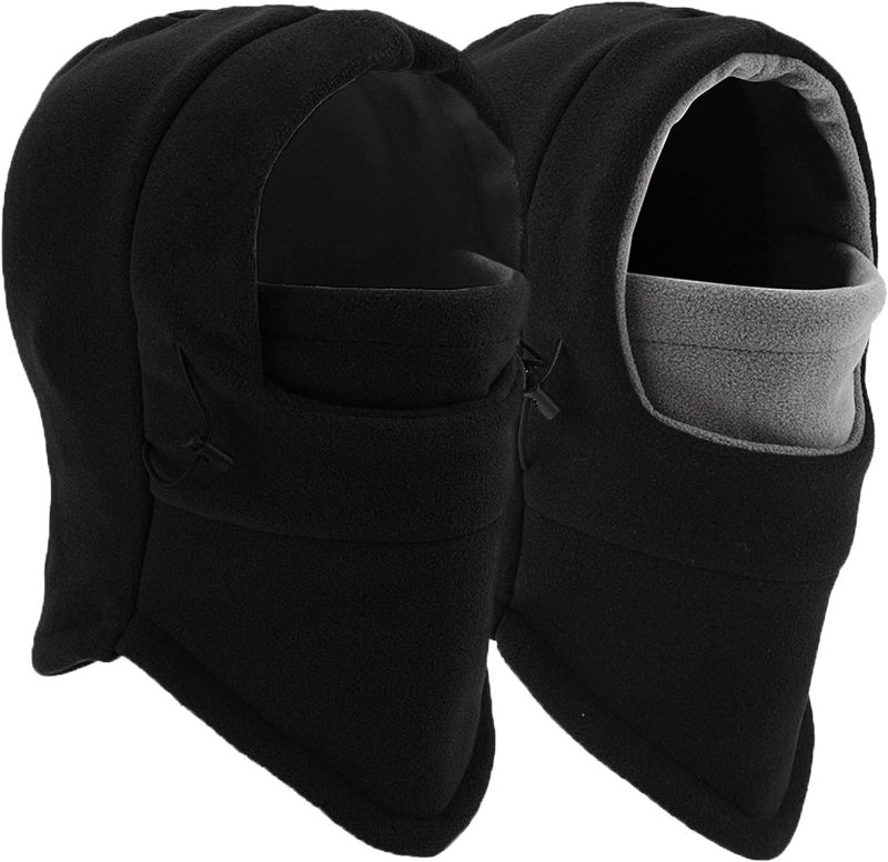 Photo 1 of Balaclava Ski Mask 2 Pcs - Windproof Warmer Fleece Adjustable Winter Mask for Men Women Black/Gray+dark Gray