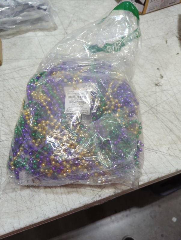 Photo 1 of 33 inch 07mm Round Metallic Purple Gold and Green Beads - 6 Dozen (72 necklaces)