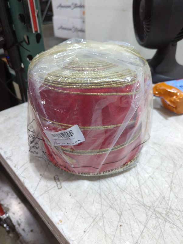 Photo 1 of 150 Yards 2 Inch Red Velvet Ribbon Christmas Velvet Wired Ribbons Gold Trim Craft Fabric Ribbon for Wreath Xmas Bow Gift Wrapping Christmas Tree Decoration (3 Rolls)
