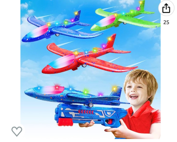 Photo 1 of 3 Pack Led Airplane Launcher Toys, Foam Glider Plane , Outdoor Flying Toys for 4 5 6 7 8 9 10 12 Year Old Boys Girls