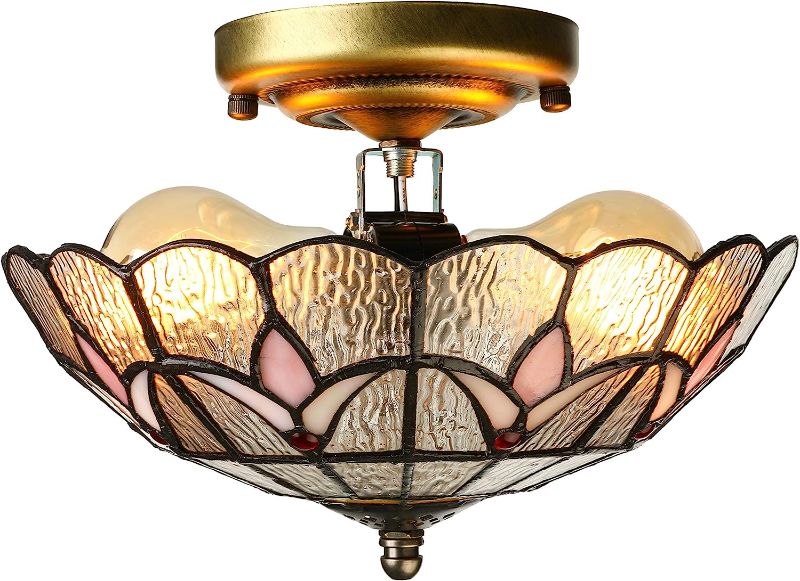 Photo 1 of 
RUNNUP Industrial 12" Wide Flush Mount Ceiling Light Fixture with Glass Tulip Shade Ceiling Lamp in Clear