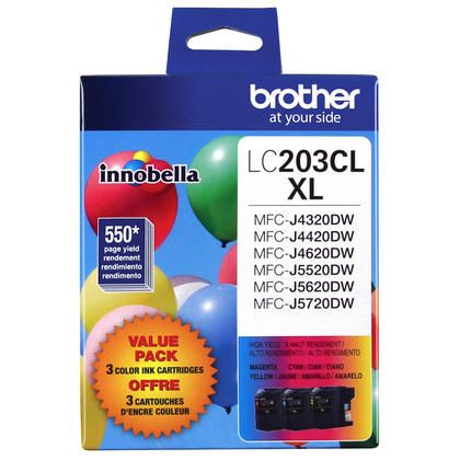 Photo 1 of Brother – Cartouches D'encre De Couleur Innobella LC203 Haut Rendement, Paquet De 3