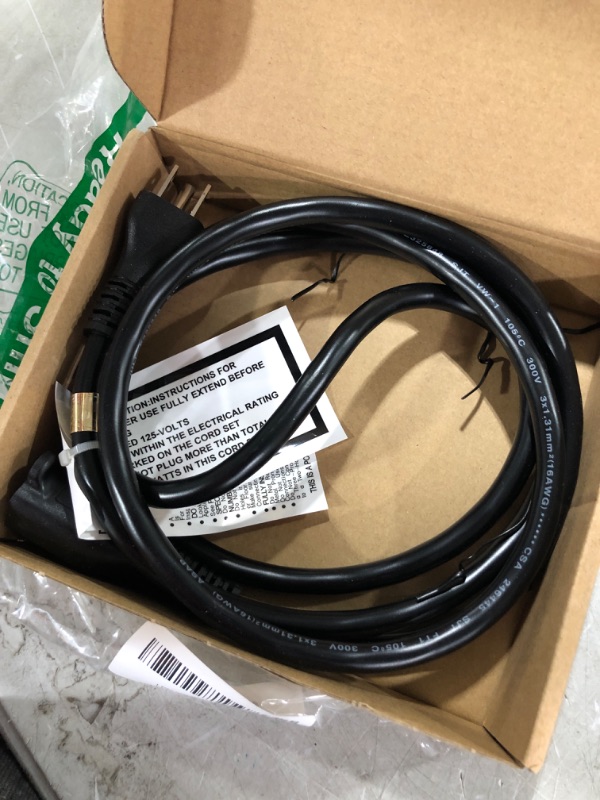 Photo 2 of Amazon Basics Extension Cord, 13 Amps, 125V, 6 Feet, Black Black 6-Foot Single Extension Cord