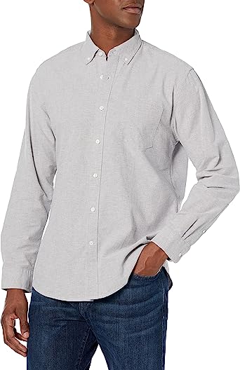 Photo 1 of [Size L] Amazon Essentials Men's Regular-Fit Long-Sleeve Solid Pocket Oxford Shirt, Grey