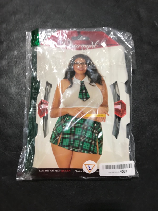 Photo 2 of Dreamgirl Women's Plus Size Schoolgirl Bedroom Costume Set O/SQ White/Green