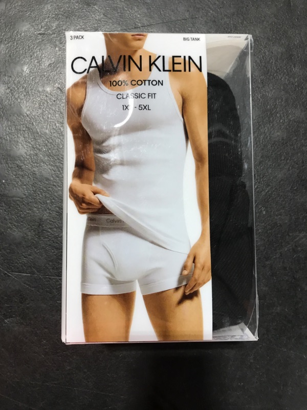 Photo 2 of [Size 2XL] Calvin Klein Men's Big & Tall Cotton Classics Big 3-Pack Tank Top Undershirt XX-Large 3 Black