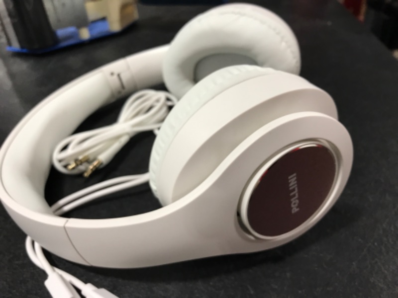Photo 1 of Bluetooth Headphones Wireless, pollini 40H Playtime Foldable Over Ear Headphones with Microphone, Deep Bass Stereo Headset with Soft Memory-Protein Earmuffs for iPhone/Android Cell Phone/PC (White)