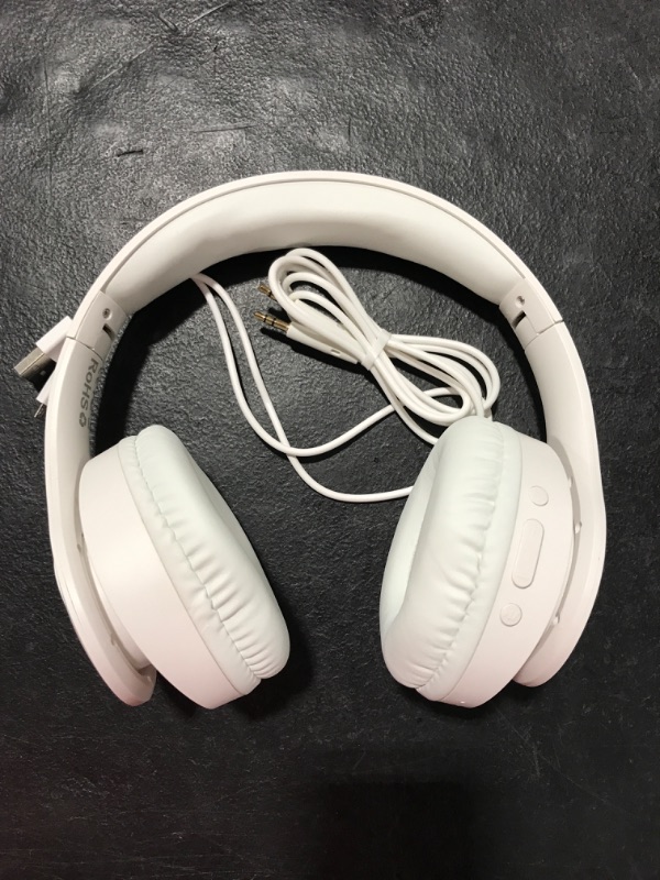 Photo 1 of Bluetooth Headphones Wireless, pollini 40H Playtime Foldable Over Ear Headphones with Microphone, Deep Bass Stereo Headset with Soft Memory-Protein Earmuffs for iPhone/Android Cell Phone/PC (White)