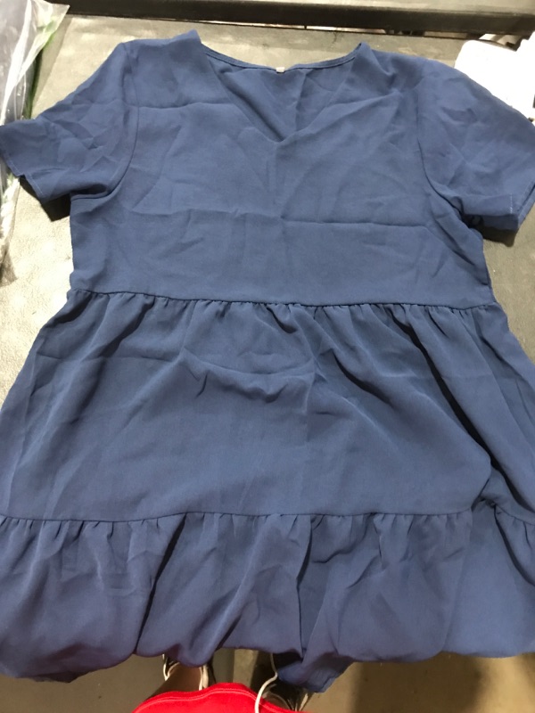 Photo 1 of [Size M] Ladies V-Neck Blue Dress