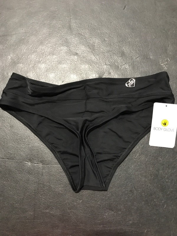 Photo 2 of [Size M] Body Glove Women's Standard Smoothies Hazel Solid Mid Coverage Bikini Bottom Swimsuit Medium Black