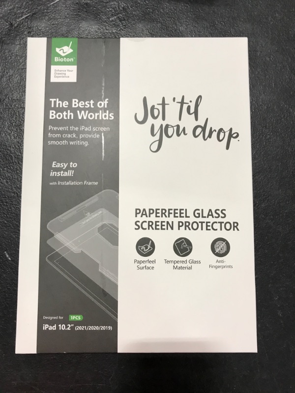 Photo 2 of Bioton Paperfeel Glass Screen Protector Compatible with iPad Pro 10.2 inch, Auto Alignment Kit / Anti-Glare / Anti-Fingerprints 
