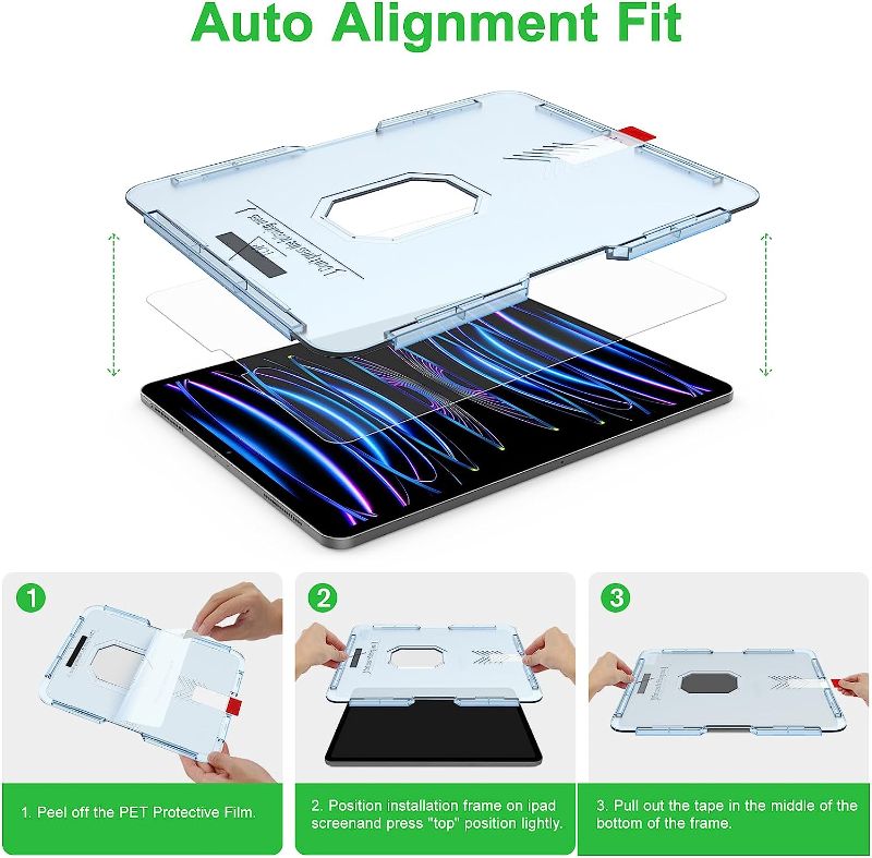 Photo 1 of Bioton Paperfeel Glass Screen Protector Compatible with iPad Pro 10.2 inch, Auto Alignment Kit / Anti-Glare / Anti-Fingerprints 