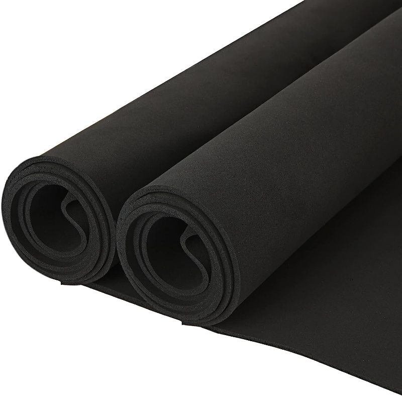 Photo 1 of 2 Pcs Neoprene Sponge Foam Rubber Sheet Rolls 12 x 54 inches x 1/2" Thick Black Foam Roll Soundproof Foam Rubber Padding Insulation Weather Strip Roll