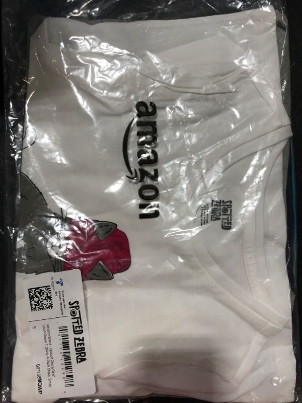 Photo 1 of [Size Large 10] Amazon Essentials Girls and Toddlers' Short-Sleeve T-Shirt Tops (Previously Spotted Zebra), Multipacks 4 Blue/Grey/White, Love/Skate