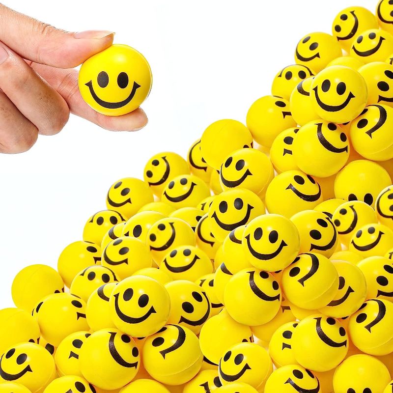 Photo 1 of 200 Pack Smile Face Stress Balls Mini Stress Balls 1.2 Inch Colored Soft Foam Stress Balls Funny Face Small Stress Balls for Teens Adults Stress Relief Balls Party Reward Gift (Assorted Colors)