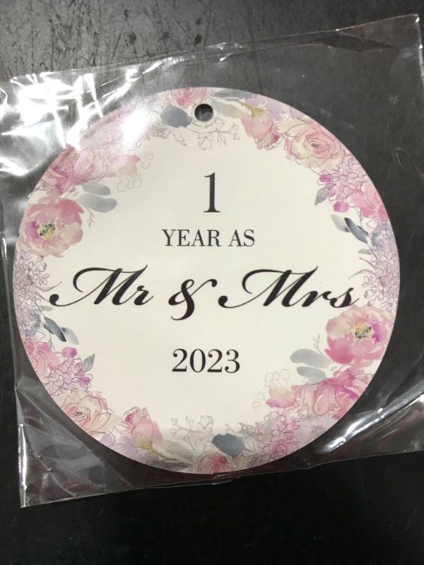 Photo 1 of [5 Pack] 1st Year Anniversary Collectible Ornament 2023 - Celebrate as Mr. and Mrs. for Couples