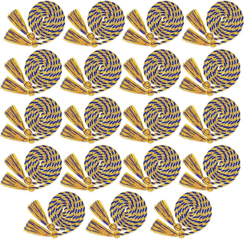 Photo 1 of 18 Pieces Graduation Cords Bulk 2023 Graduation Polyester Yarn Honor Cord 67 Inch Braided Honor Cords with Tassels for College Graduation Students (Blue and Gold)