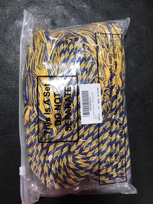 Photo 2 of 18 Pieces Graduation Cords Bulk 2023 Graduation Polyester Yarn Honor Cord 67 Inch Braided Honor Cords with Tassels for College Graduation Students (Blue and Gold)
