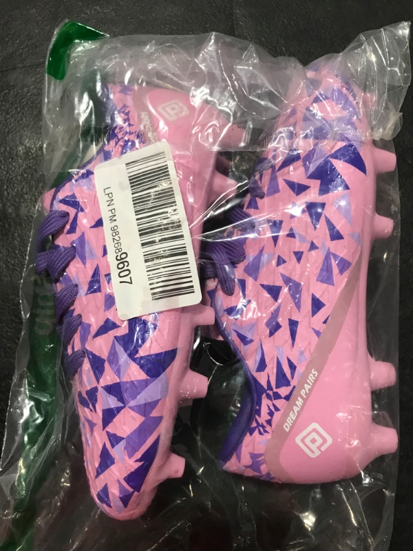 Photo 2 of [Size 13 Little Kid] DREAM PAIRS Boys Girls Soccer Cleats Kids Football Shoes - Pink/Purple