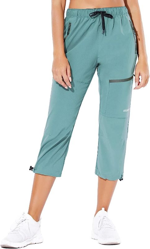 Photo 1 of [Size L] BALEAF Women's Hiking Cargo Capris Outdoor Lightweight Water Resistant Pants UPF 50 Zipper Pockets 02-black-capri 