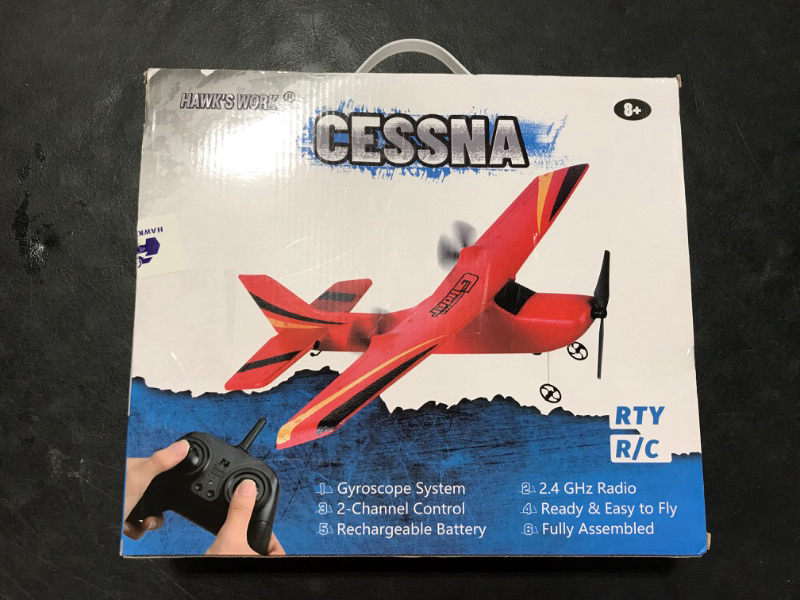 Photo 2 of HAWK'S Work 2 CH RC Airplane, RC Plane Ready to Fly, 2.4GHz Remote Control Airplane, Easy to Fly RC Glider for Kids & Beginners (Red)
