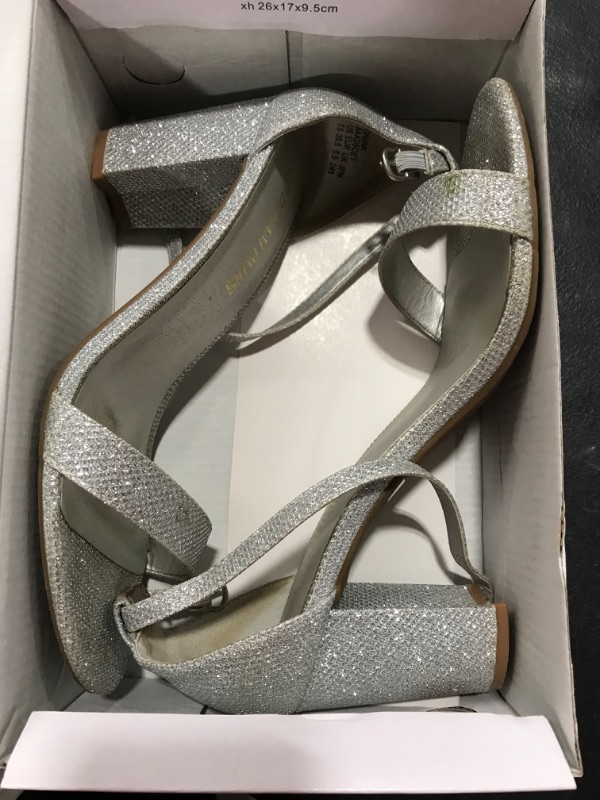 Photo 2 of [Size 7.5] DREAM PAIRS Women's Chunk Low Heel Pump Sandals 7.5 Silver Glitter