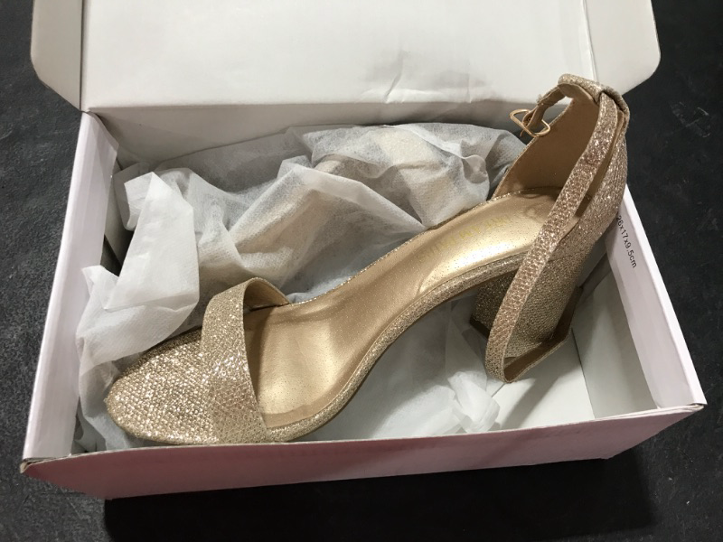 Photo 2 of [Size 7] DREAM PAIRS Women's Chunk Low Heel Pump Sandals 7 Gold Glitter