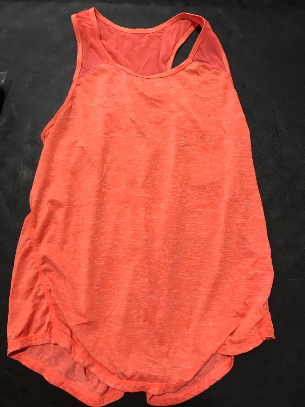 Photo 2 of [Size  XX-Large] Aeuui Womens Workout Tops for Women Racerback Tank Tops Mesh Yoga Shirts Athletic Running Tank Tops Sleeveless Gym Clothes Orange
