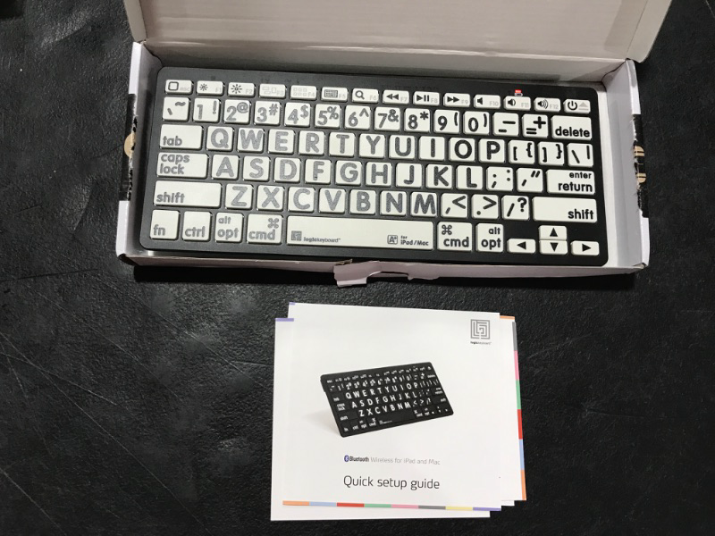 Photo 2 of Logickeyboard XL Print American English Bluetooth Mini Keyboard, Black on White # LKBU-LPBW-BTON-US